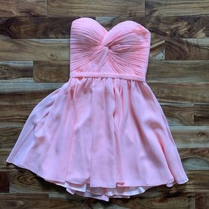 Coral strapless homecoming dress